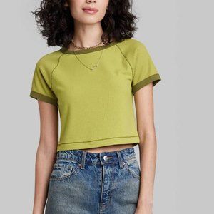 Wild Fable Lime Green Women's Short Sleeve T-Shirt Size XS